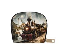 JKLQWC Train and Railway Printed Credit Card Wallet for Women Men Cute Zipper Card Cases Holder Mini Coin Purse with 12 Card Slots