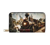 JKLQWC Train and Railway Printed Long Wallet for Women Men Cute Coin Purse with Card Holder