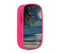 JKLQWC Tropical Beach Palm Tree Printed Pencil Case Cute Pen Pouch Large Pen Bag Portable Storage Organizer Box for Office School Teen Girl Boy Adult,Pink