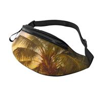 JKLQWC Tropical Beach Palm Tree Sunset Printed Waist Bag with Headphone Jack, Personalized Bumbags Fanny Packs Unisex Running Hiking Crossbody Bags for Men Women