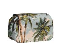 JKLQWC Tropical Palm Trees Prints Pencil Case for Kids Men Women, Two Layers Large Capacity Pencil Pouch Makeup Bag Organizer for Office School Travel