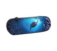 JKLQWC Underwater sea Lion Printed Pencil Case Cute Pen Pencil Box Bag PU Leather Zipper Pencil Pouch Organizer for Office School Travel