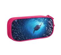 JKLQWC Underwater sea Lion Printed Pencil Case Cute Pen Pencil Box Bag Zipper Storage Organizer Box Holder for Office School Teen Girl Boy Adult,Pink