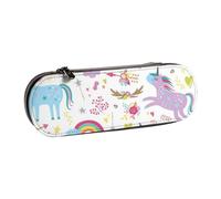 JKLQWC Unicorns Pink Printed Pencil Case Cute Pen Pencil Box Bag PU Leather Zipper Pencil Pouch Organizer for Office School Travel
