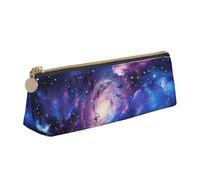 JKLQWC Universe Galaxy Star Space Printed Triangle Pencil Case with Zipper - Lightweight Leather Organizer for School, Office, Travel, Makeup