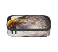 JKLQWC US Bald Eagle Printed Pencil Case Cute Pen Pencil Box Bag Large Capacity Compartment Zipper Pencil Pouch Organizer for Office School Travel