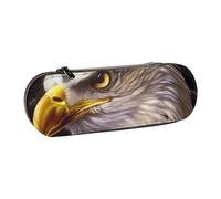 JKLQWC US Bald Eagle Printed Pencil Case Cute Pen Pencil Box Bag PU Leather Zipper Pencil Pouch Organizer for Office School Travel