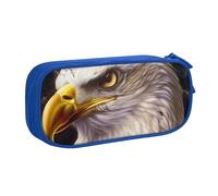 JKLQWC US Bald Eagle Printed Pencil Case Cute Pen Pencil Box Bag Zipper Storage Organizer Box Holder for Office School Teen Girl Boy Adult,Blue