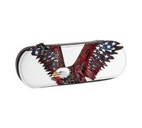 JKLQWC US Eagle Flag Printed Pencil Case Cute Pen Pencil Box Bag PU Leather Zipper Pencil Pouch Organizer for Office School Travel