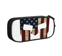 JKLQWC USA Flag American Spartan Printed Pencil Case Cute Pen Pencil Box Bag Zipper Storage Organizer Box Holder for Office School Teen Girl Boy Adult,Black