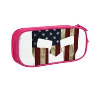 JKLQWC USA Flag American Spartan Printed Pencil Case Cute Pen Pencil Box Bag Zipper Storage Organizer Box Holder for Office School Teen Girl Boy Adult,Pink