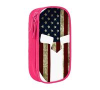 JKLQWC USA Flag American Spartan Printed Pencil Case Cute Pen Pouch Large Pen Bag Portable Storage Organizer Box for Office School Teen Girl Boy Adult,Pink