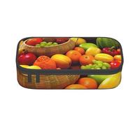 JKLQWC Variety Fresh Vegetables Fruits Printed Pencil Case Cute Pen Pencil Box Bag Large Capacity Compartment Zipper Pencil Pouch Organizer for Office School Travel