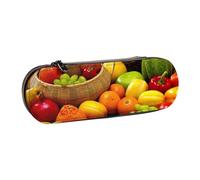 JKLQWC Variety Fresh Vegetables Fruits Printed Pencil Case Cute Pen Pencil Box Bag PU Leather Zipper Pencil Pouch Organizer for Office School Travel