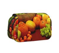 JKLQWC Variety Fresh Vegetables Fruits Prints Pencil Case for Kids Men Women, Two Layers Large Capacity Pencil Pouch Makeup Bag Organizer for Office School Travel