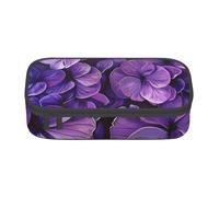 JKLQWC Violet Flower Printed Pencil Case Cute Pen Pencil Box Bag Large Capacity Compartment Zipper Pencil Pouch Organizer for Office School Travel