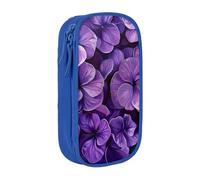 JKLQWC Violet Flower Printed Pencil Case Cute Pen Pouch Large Pen Bag Portable Storage Organizer Box for Office School Teen Girl Boy Adult,Blue