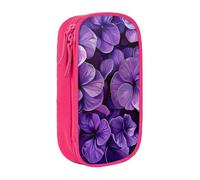 JKLQWC Violet Flower Printed Pencil Case Cute Pen Pouch Large Pen Bag Portable Storage Organizer Box for Office School Teen Girl Boy Adult,Pink