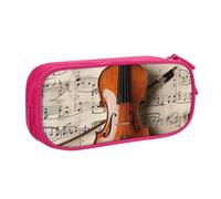 JKLQWC Violin Sheet Music Printed Pencil Case Cute Pen Pencil Box Bag Zipper Storage Organizer Box Holder for Office School Teen Girl Boy Adult,Pink