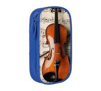 JKLQWC Violin Sheet Music Printed Pencil Case Cute Pen Pouch Large Pen Bag Portable Storage Organizer Box for Office School Teen Girl Boy Adult,Blue