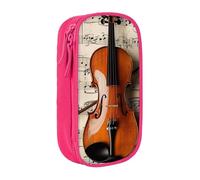 JKLQWC Violin Sheet Music Printed Pencil Case Cute Pen Pouch Large Pen Bag Portable Storage Organizer Box for Office School Teen Girl Boy Adult,Pink