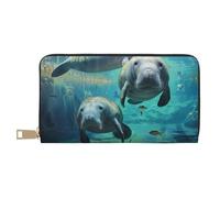 JKLQWC West Indian Sea Animals Printed Long Wallet for Women Men Funny PU Leather Wallet with Coin Purse and Card Holder