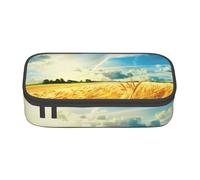JKLQWC Wheat Field Printed Pencil Case Cute Pen Pencil Box Bag Large Capacity Compartment Zipper Pencil Pouch Organizer for Office School Travel
