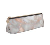 JKLQWC White Marble Rose Gold Printed Triangle Pencil Case with Zipper - Lightweight Leather Organizer for School, Office, Travel, Makeup