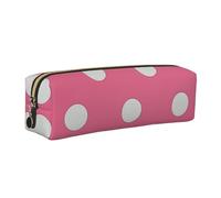 JKLQWC White Polka Dots Printed Leather Pencil Case with Gold Zipper - Simple and Lightweight Organizer for School, Office, Travel, Makeup