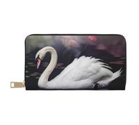 JKLQWC White Swan Printed Long Wallet for Women Men Funny PU Leather Wallet with Coin Purse and Card Holder