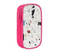 JKLQWC White terrazzo Printed Pencil Case Cute Pen Pouch Large Pen Bag Portable Storage Organizer Box for Office School Teen Girl Boy Adult,Pink