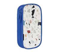 JKLQWC White terrazzo Printed Pencil Case Cute Pen Pouch Large Pen Bag Portable Storage Organizer Box for Office School Teen Girl Boy Adult,Blue