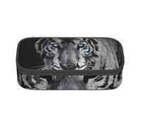 JKLQWC White Tiger Printed Pencil Case Cute Pen Pencil Box Bag Large Capacity Compartment Zipper Pencil Pouch Organizer for Office School Travel