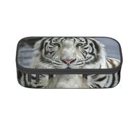 JKLQWC White Tiger Printed Pencil Case Cute Pen Pencil Box Bag Large Capacity Compartment Zipper Pencil Pouch Organizer for Office School Travel