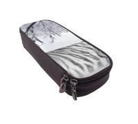 JKLQWC White Tiger Prints Pencil Case for Girls Boys Cute PU Leather Pen Pencil Box Bag Zipper Pencil Pouch Organizer for Office School
