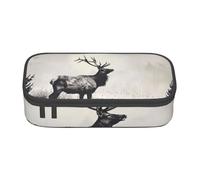 JKLQWC Wild Deer Printed Pencil Case Cute Pen Pencil Box Bag Large Capacity Compartment Zipper Pencil Pouch Organizer for Office School Travel