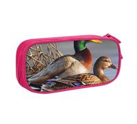 JKLQWC Wild Duck Hunting Printed Pencil Case Cute Pen Pencil Box Bag Zipper Storage Organizer Box Holder for Office School Teen Girl Boy Adult,Pink
