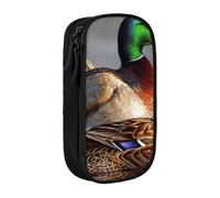 JKLQWC Wild Duck Hunting Printed Pencil Case Cute Pen Pouch Large Pen Bag Portable Storage Organizer Box for Office School Teen Girl Boy Adult,Black