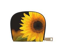JKLQWC Wild Flower Sunflower Printed Card Wallet for Women Men Cute Zipper Card Cases Holder Mini Coin Purse with 12 Card Slots