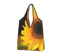 JKLQWC Wild Flower Sunflower Printed Foldable Shopping Bag 3 PCS, Reusable Grocery Tote Bags for Daily Shopping and Travel