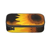 JKLQWC Wild Flower Sunflower Printed Pencil Case Cute Pen Pencil Box Bag Large Capacity Compartment Zipper Pencil Pouch Organizer for Office School Travel
