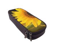 JKLQWC Wild Flower Sunflower Prints Pencil Case for Girls Boys Cute PU Leather Pen Pencil Box Bag Zipper Pencil Pouch Organizer for Office School