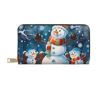 JKLQWC Winter Snowman Printed Long Wallet for Women Men Funny PU Leather Wallet with Coin Purse and Card Holder