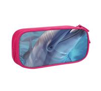 JKLQWC Winter The Dolphin Printed Pencil Case Cute Pen Pencil Box Bag Zipper Storage Organizer Box Holder for Office School Teen Girl Boy Adult,Pink