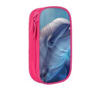JKLQWC Winter The Dolphin Printed Pencil Case Cute Pen Pouch Large Pen Bag Portable Storage Organizer Box for Office School Teen Girl Boy Adult,Pink