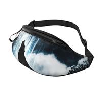 JKLQWC Wolf Howling At The Moon Printed Waist Bag with Headphone Jack, Personalized Bumbags Fanny Packs Unisex Running Hiking Crossbody Bags for Men Women