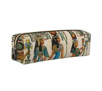 JKLQWC Women in Ancient Egypt Printed Leather Pencil Case with Gold Zipper - Simple and Lightweight Organizer for School, Office, Travel, Makeup