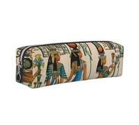 JKLQWC Women in Ancient Egypt Printed Leather Pencil Case with Silver Zipper - Simple and Lightweight Organizer for School, Office, Travel, Makeup
