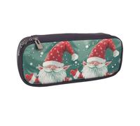 JKLQWC Xmas Funny Gnome Printed PU Leather Pencil Case Cute Pen Pencil Box Bag Zipper Office School Pencil Pouch Organizer for Students Teen Girls Boys Adult