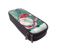 JKLQWC Xmas Funny Gnome Printed PU Leather Pencil Case Cute Pen Pencil Box Bag Zipper Office School Pencil Pouch Organizer for Students Teen Girls Boys Adult